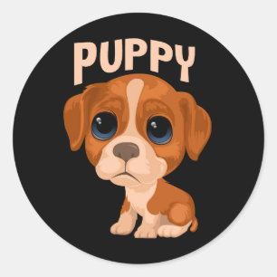 Vector cute funny puppy dog classic round sticker