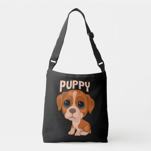 Vector cute funny puppy dog crossbody bag