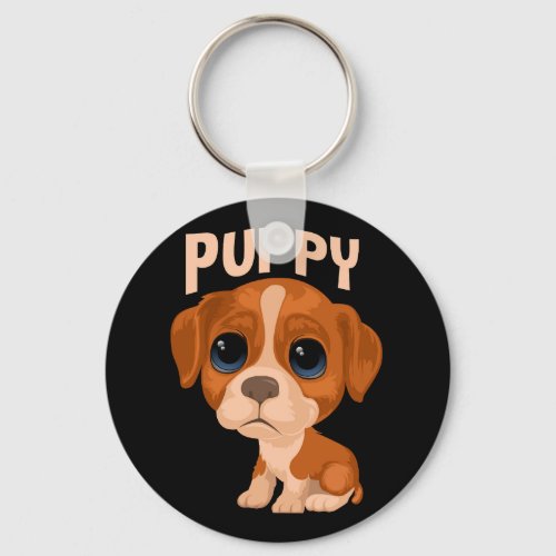 Vector cute funny puppy dog keychain