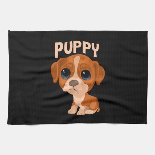 Vector cute funny puppy dog kitchen towel