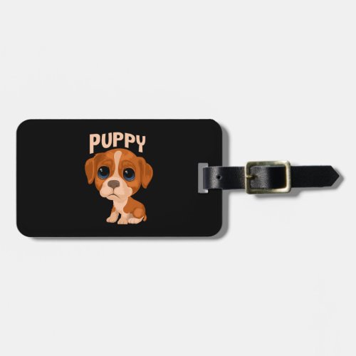 Vector cute funny puppy dog luggage tag
