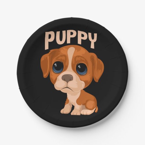 Vector cute funny puppy dog paper plates