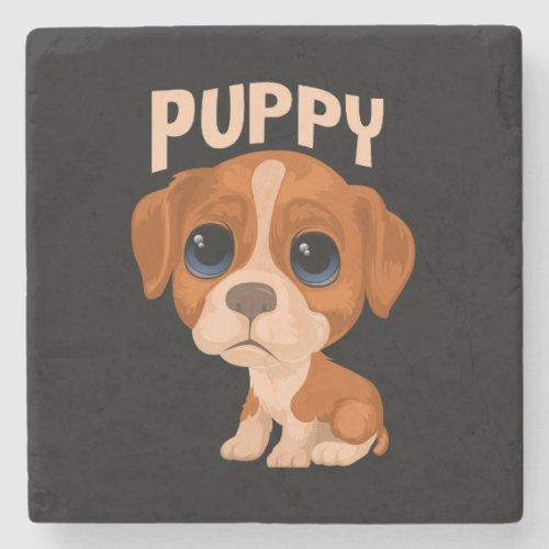 Vector cute funny puppy dog stone coaster