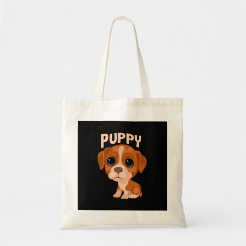 Vector cute funny puppy dog tote bag