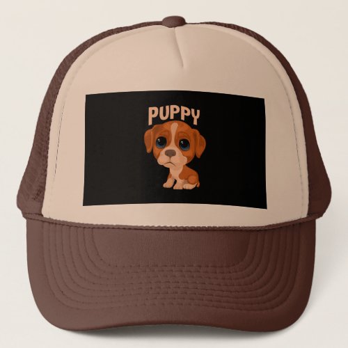 Vector cute funny puppy dog trucker hat