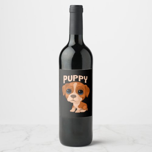 Vector cute funny puppy dog wine label