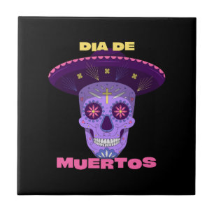 Vector dia de los muertos - day of the dead ceramic tile