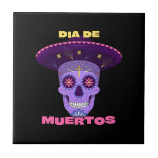 Vector dia de los muertos - day of the dead ceramic tile