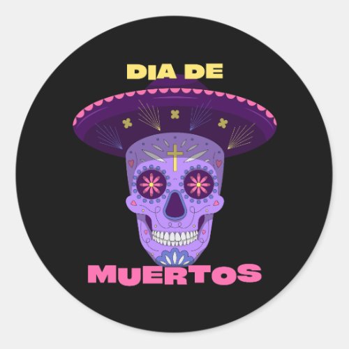 Vector dia de los muertos _ day of the dead classic round sticker