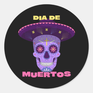 Vector dia de los muertos - day of the dead classic round sticker