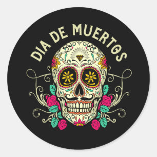 Vector dia de muertos illustration classic round sticker
