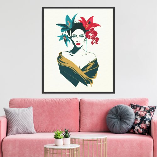 Vector Elegant Floral Woman Wall Art Poster