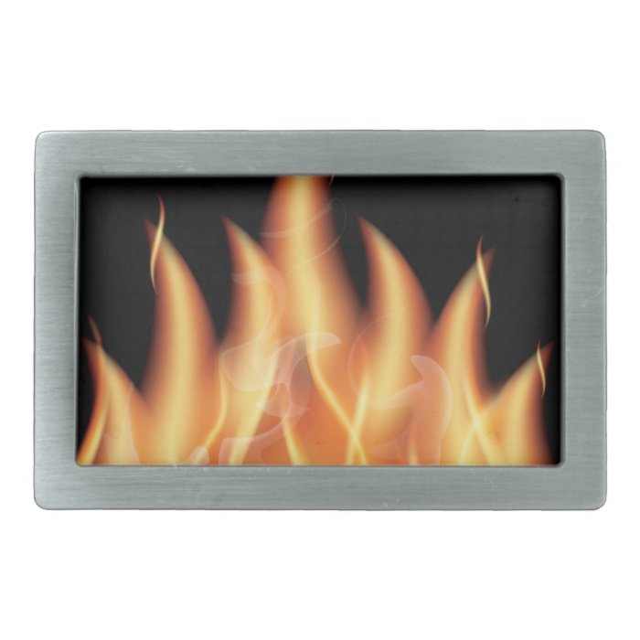 vector flames  HOT FIRE FLAMES BURING BLACK ORANG Rectangular Belt Buckle