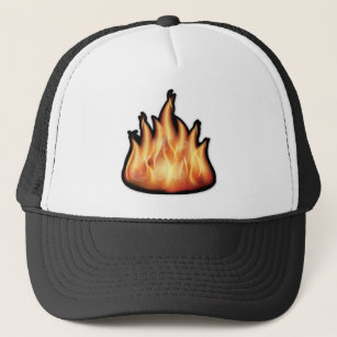 vector-flames- HOT FIRE FLAMES BURING BLACK ORANG Trucker Hat