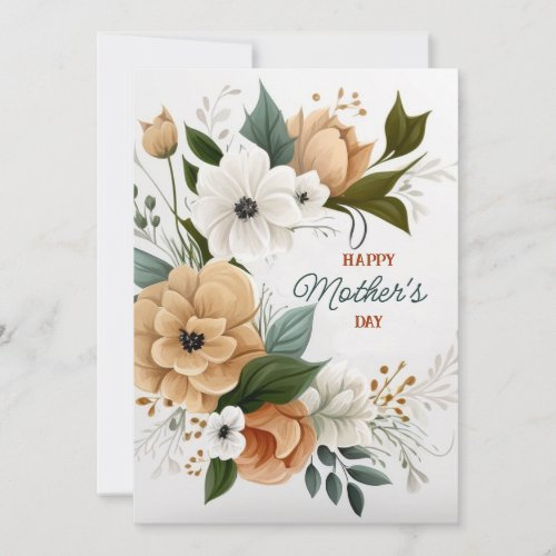 Vector Floral Wreath Mothers Day Custom Message Holiday Card
