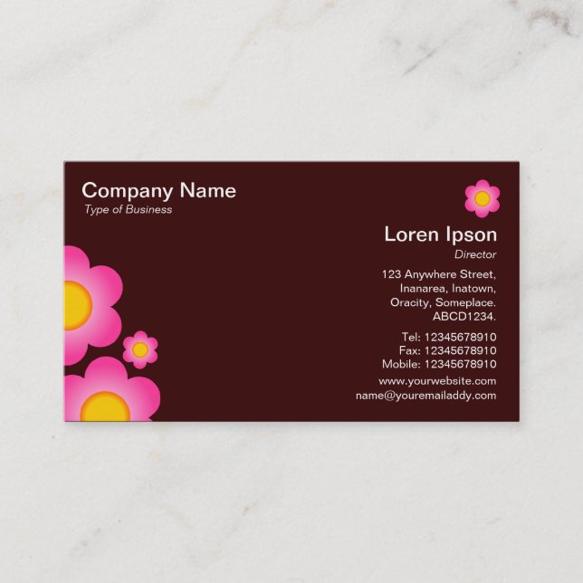 Vector Flower - Dark Brown Business Card (Front)