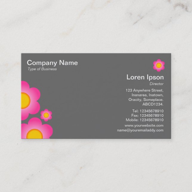 Vector Flower - Gray Business Card (Front)