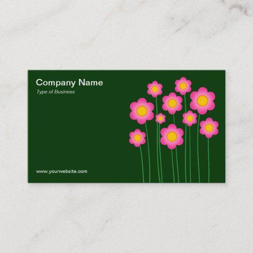 Vector Flowers III _ Dark Green Business Card