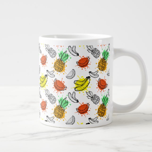 Vector Graphic Seamless Pattern Giant Coffee Mug (Right)