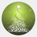 Vector Green Christmas Tree Classic Round Sticker at Zazzle