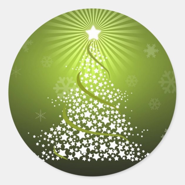 Vector Green Christmas Tree Classic Round Sticker