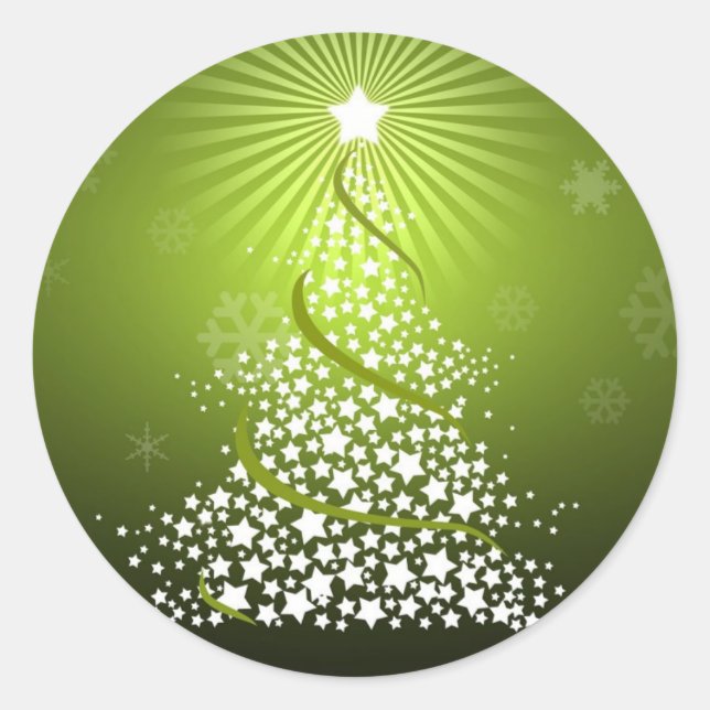 Vector Green Christmas Tree Classic Round Sticker (Front)
