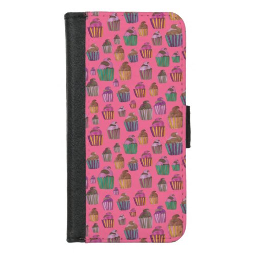vector hand drawn cupcakes with alcohol marker iPhone 87 wallet case