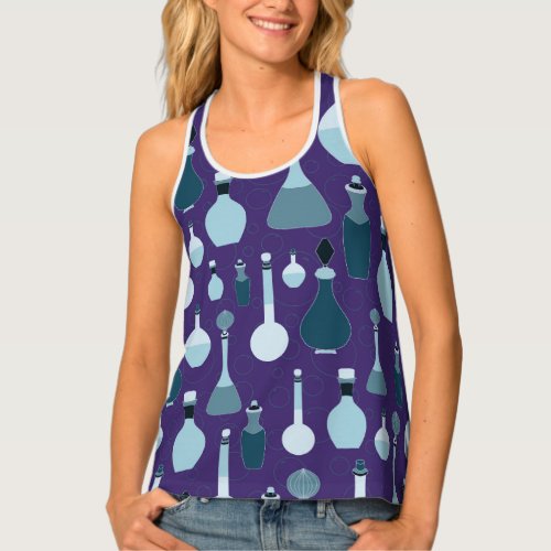 Vector hand drawn potion flasks and bottles seamle tank top