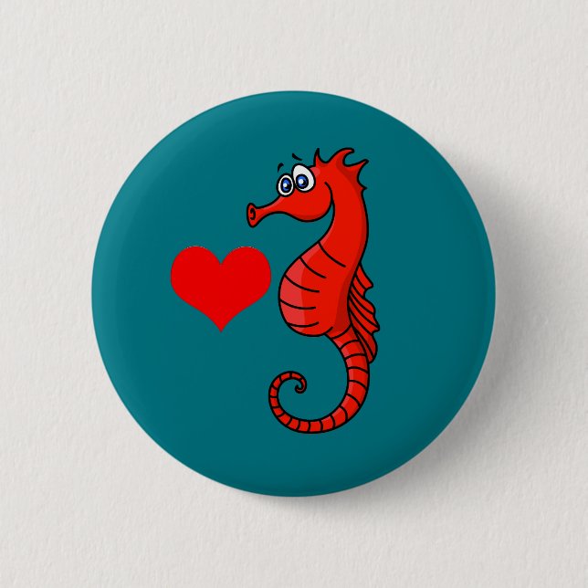 Vector  Heart and Seahorse Button (Front)