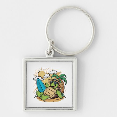 Vector illustration of a green sea turtle1 keychain