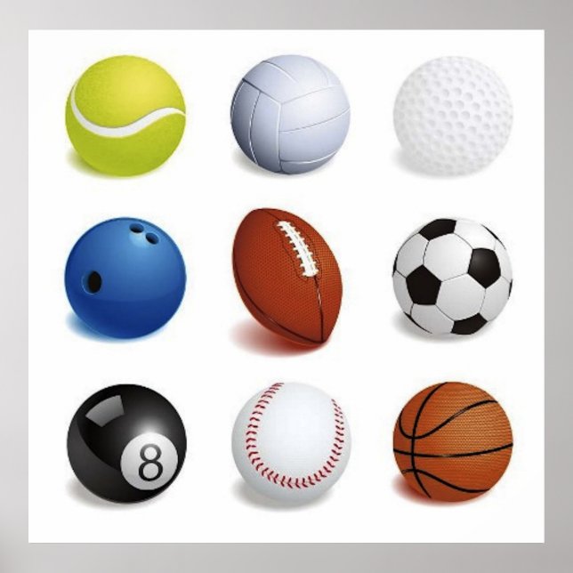 Vector Illustration of Sport Balls Poster (Front)