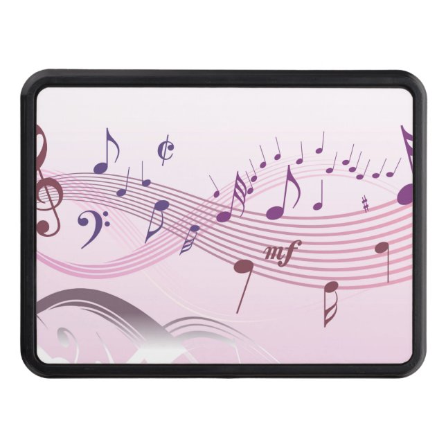 Vector illustration of Winding musical notes Trailer Hitch Cover (Front)