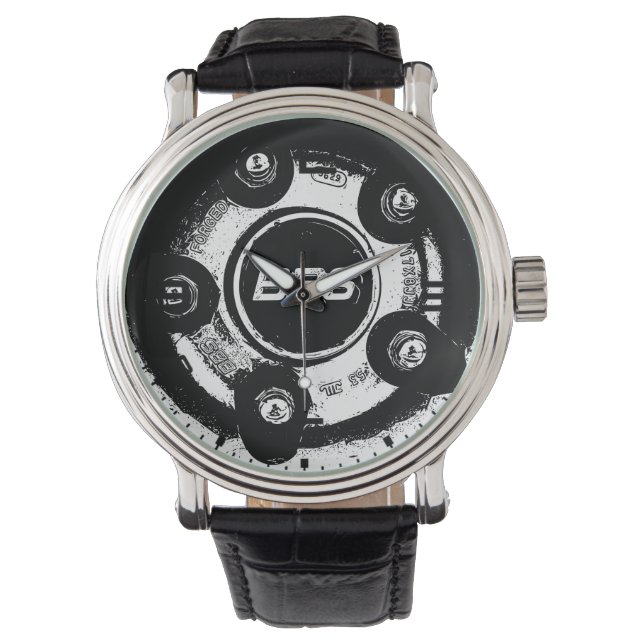 Vector Image Black And White Sti Bbs Wheel Watch (Front)