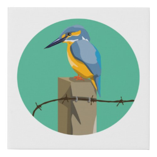 Vector kingfisher NZ bird Faux Canvas Print