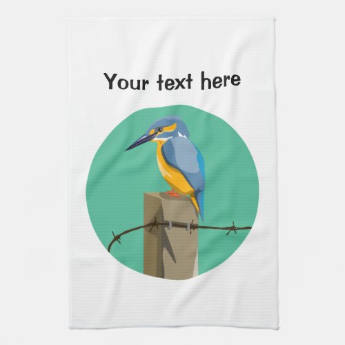Vector kingfisher NZ bird Kitchen Towel