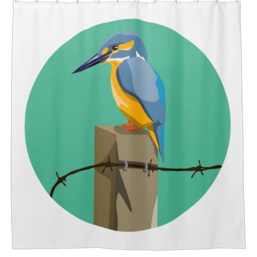 Vector kingfisher NZ bird Shower Curtain