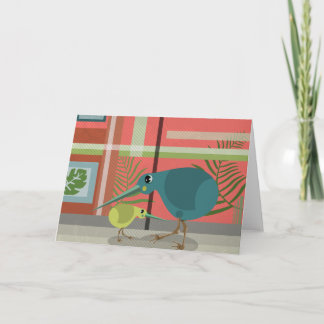 Vector Kiwi Bird Family Card