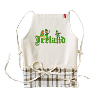 Vector - Leprechauns, Clover, text Ireland Zazzle HEART Apron