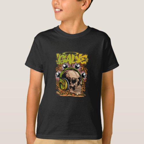 Vector listening skull with text illustration T_Shirt
