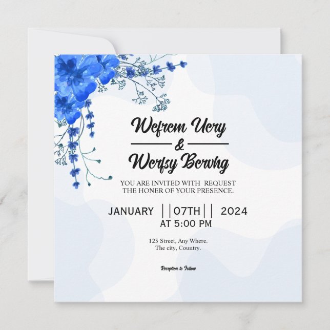 Vector Of Floral Wedding Invitation Card Design (Front)