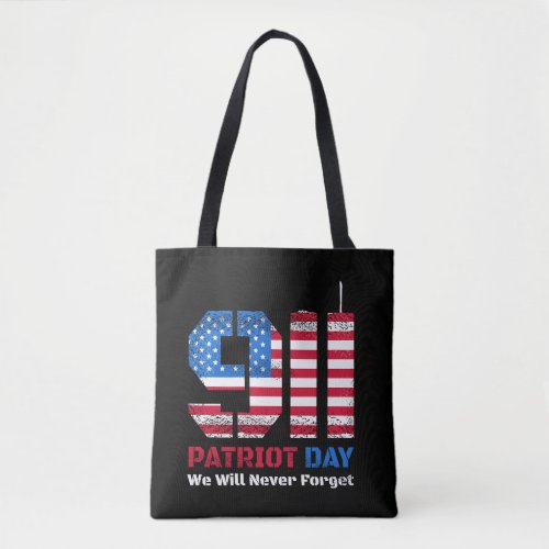 Vector patriot day design with american flag and n tote bag