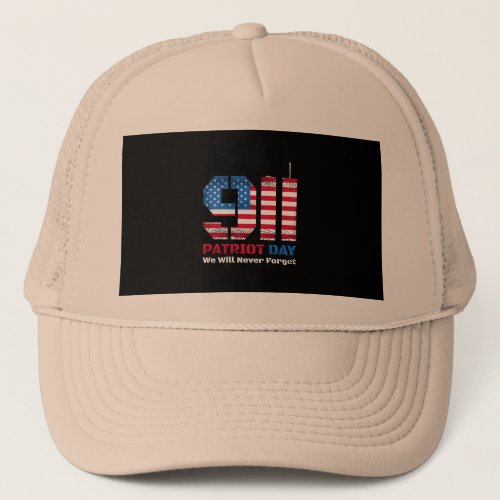 Vector patriot day design with american flag and n trucker hat