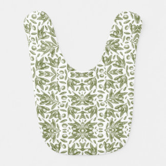 vector pattern with olive tree baby bib