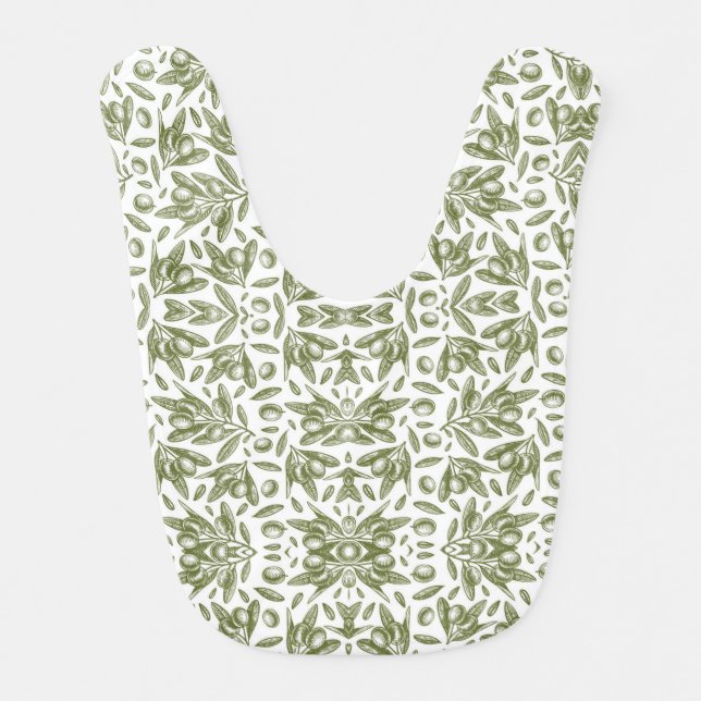 vector pattern with olive tree baby bib (Front)