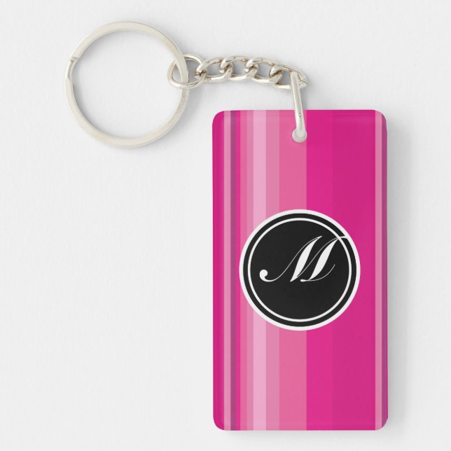 Vector Pink Gradient Striped Keychain (Front)