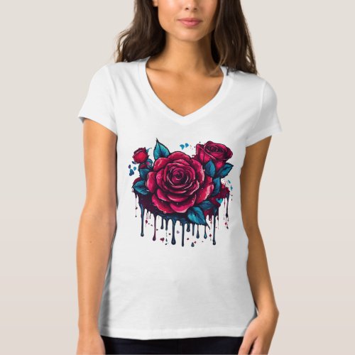 Vector rose and hearts print for a beautiful girls T_Shirt