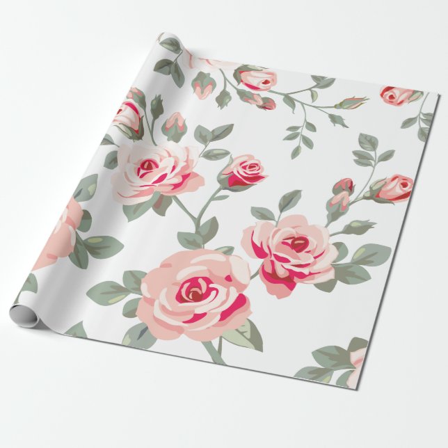 Vector Rose Pattern Wrapping Paper (Unrolled)