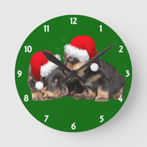 Vector Santa Paws Is Coming To Town Christmas Round Clock