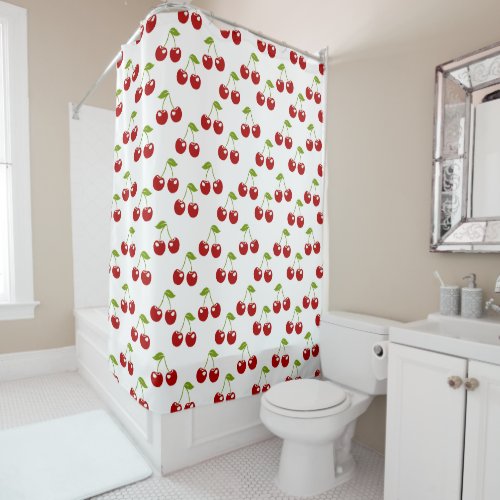 Vector seamless pattern of cherry berries shower curtain