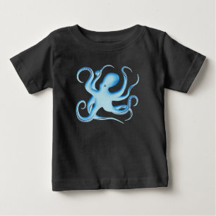 Vector Silhouette of Blue Octopus Baby T-Shirt
